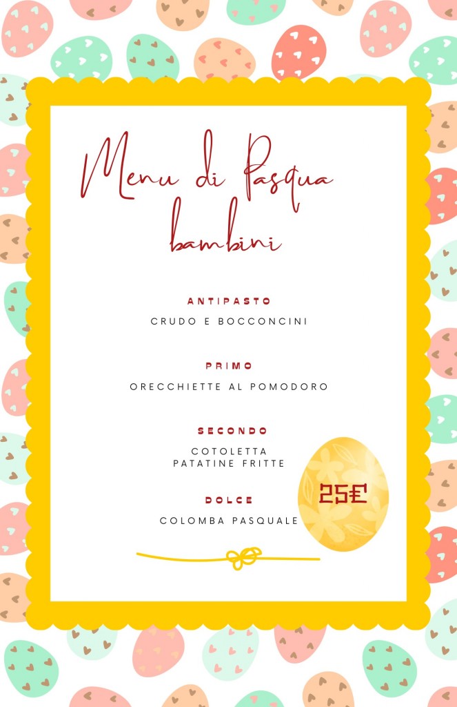 Menu Pasqua bimbi 2024