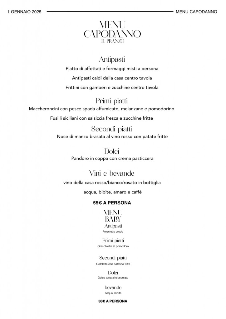 MENU CAPODANNO 2025