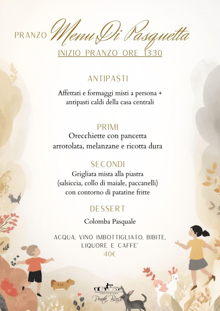 MENU PASQUETTA 2026