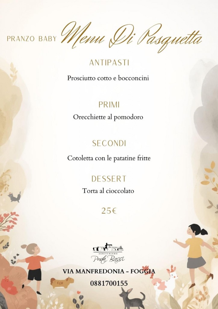 MENU PASQUETTA 2026 BABY