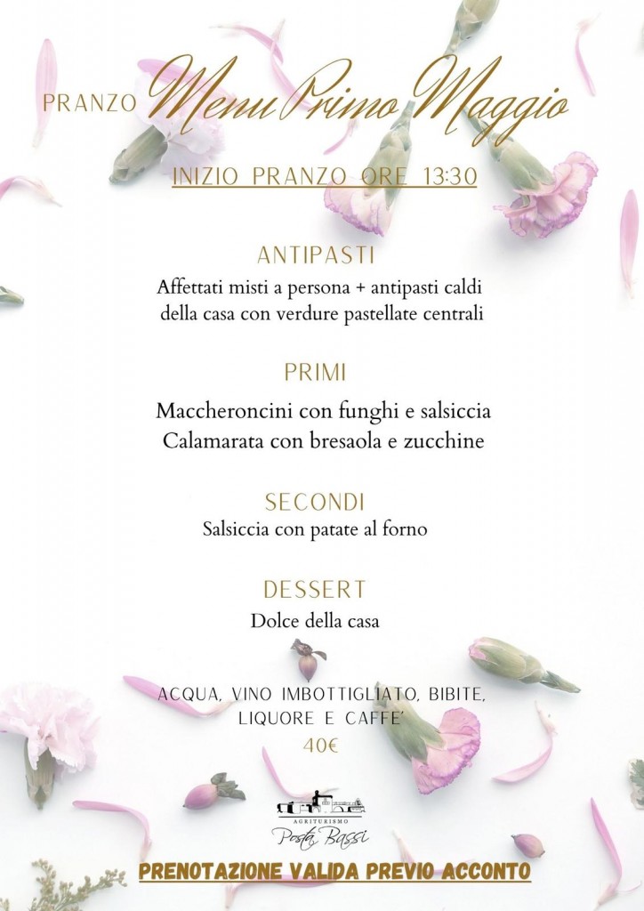 MENU 01 MAGGIO 2026