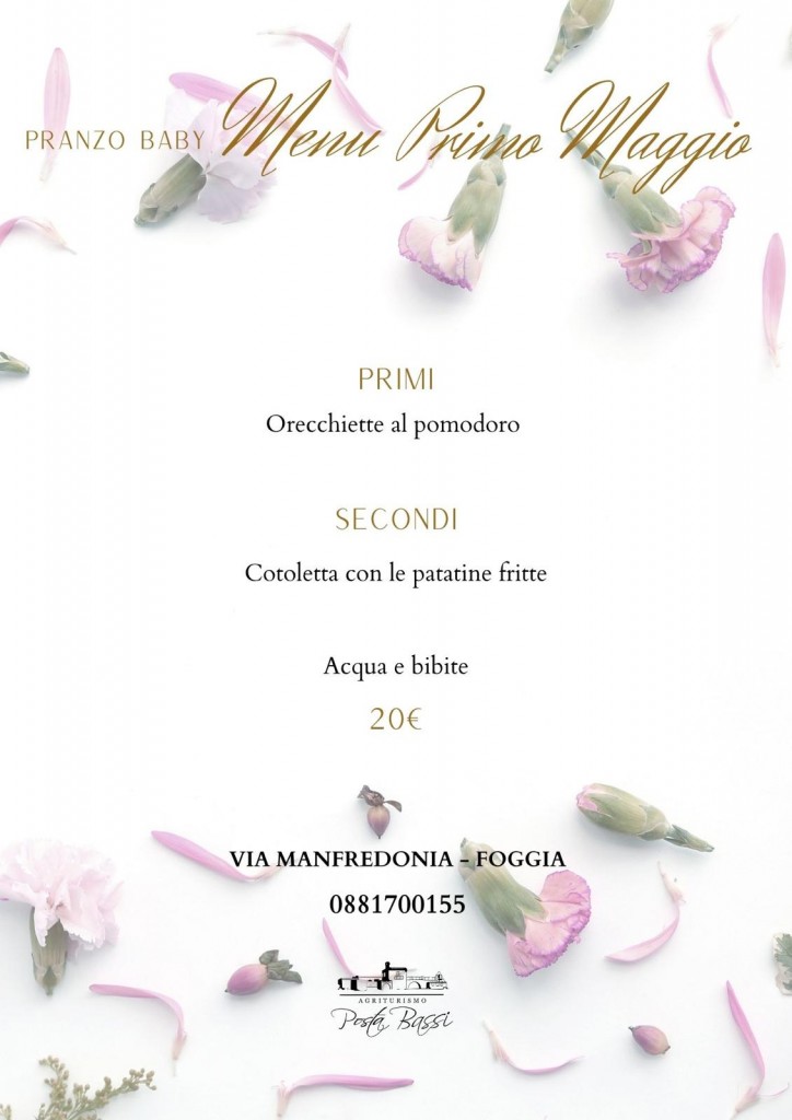 MENU BABY 01 MAGGIO 2026